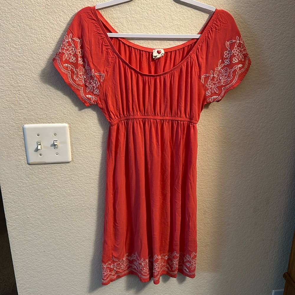 One Clothing Pink Embroidered Floral Summer Dress Small